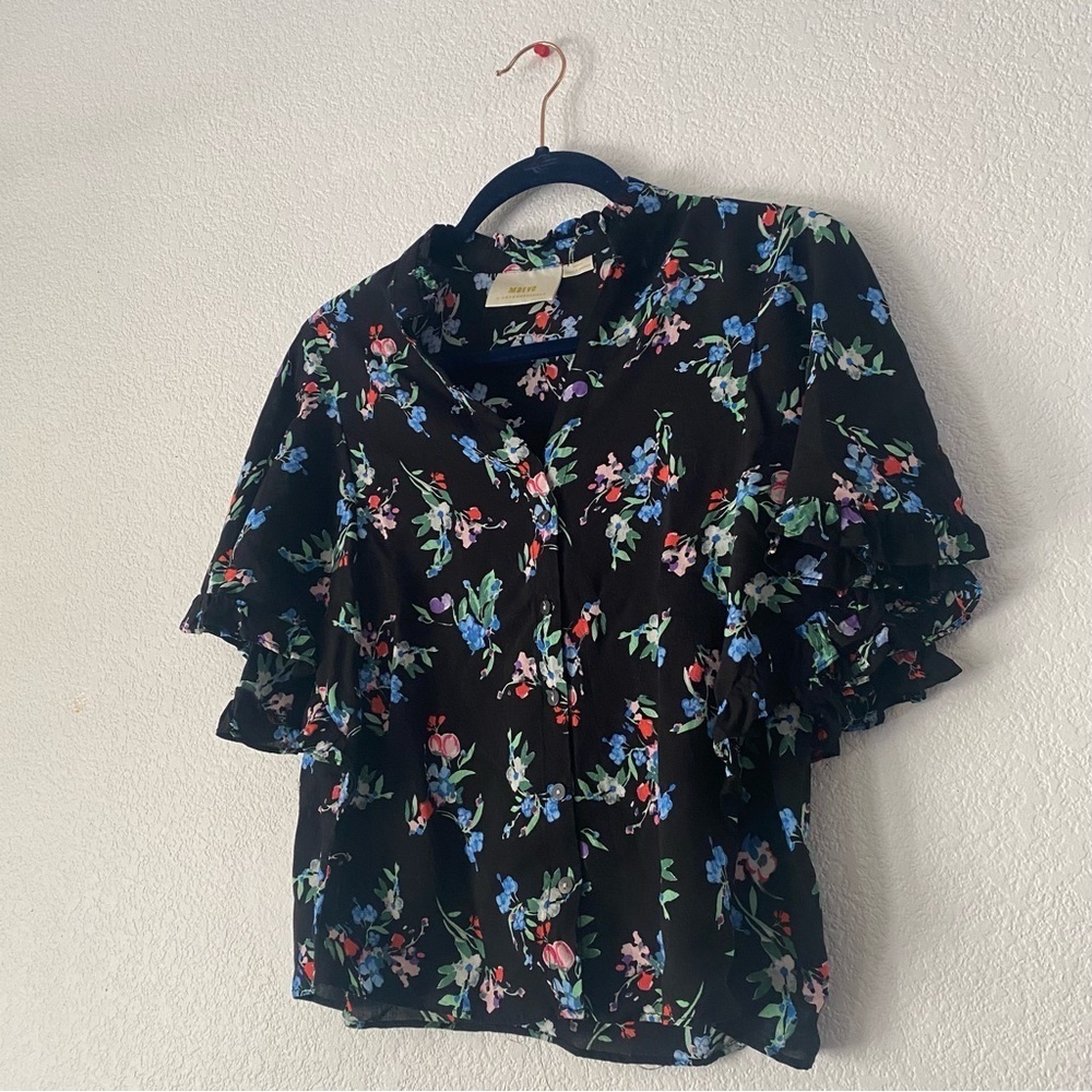 Maeve Averio Flutter Sleeve Button Down Top - image 6